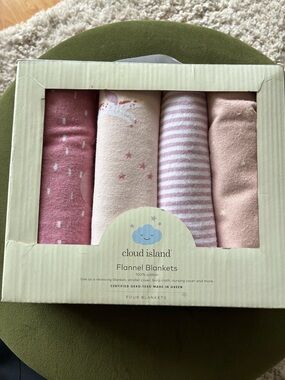 cloud island Neutral Brown & Cream Baby Flannel Blanket Set